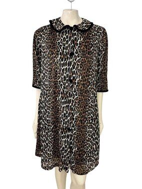 VTG 60s VANITY FAIR  3 Piece Old Hollywood Leopard Print Peignoir Set RARE SZ 6